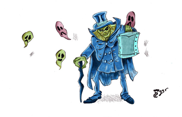 Hatbox Ghost 11x17 Character Drawing