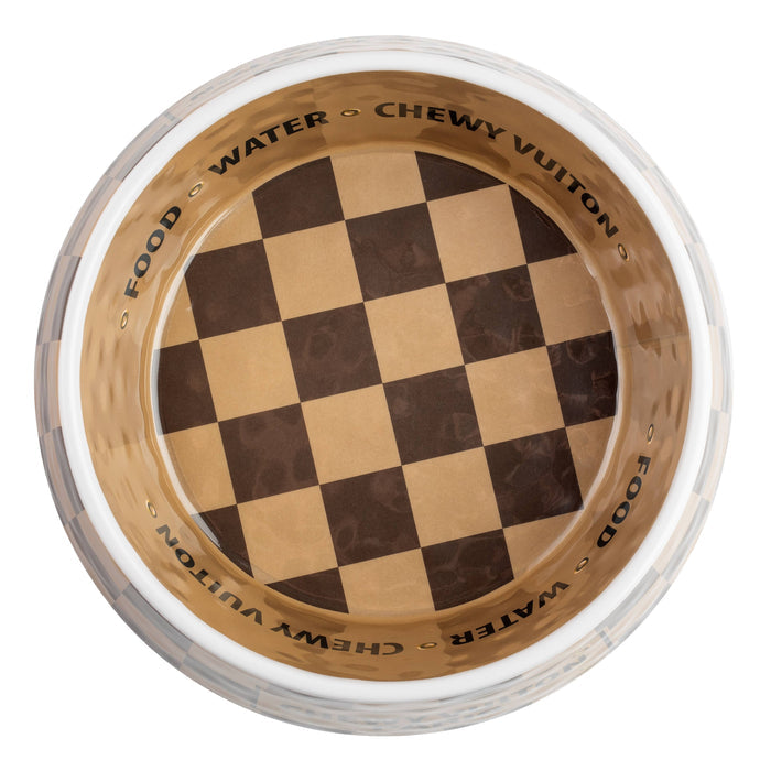 Checker Chewy Vuiton Bowl Dog Bowls  Multiple sizes to choose from. - Dog.Dog.Cat.