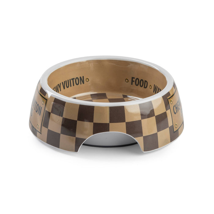 Checker Chewy Vuiton Bowl Dog Bowls  Multiple sizes to choose from. - Dog.Dog.Cat.