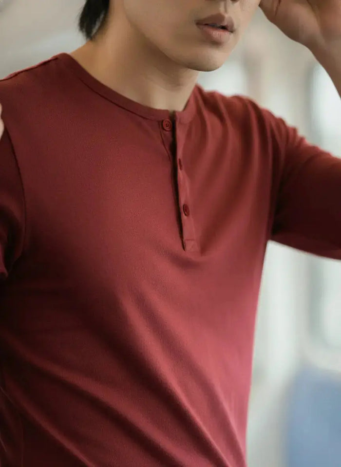 Henley Neck Full Sleeve T-Shirt LEON