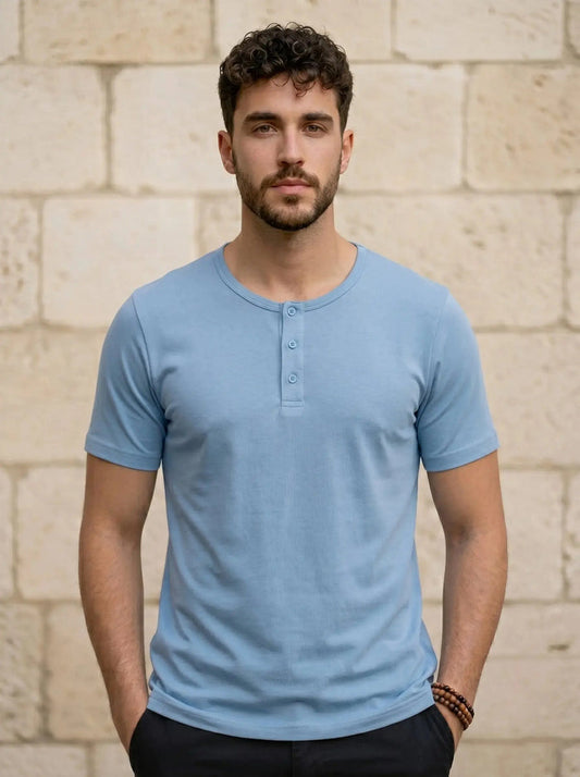 Henley Neck  Half Sleeve T-Shirt LEON