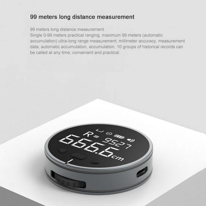 High-Precision Digital LCD Electronic Measuring Ruler displaying 99 meters long distance measurement with millimeter accuracy.