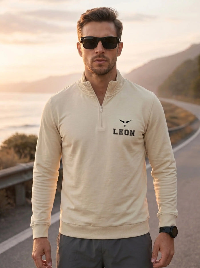 High Neck Half Zipper Sports Sweatshirt LEON