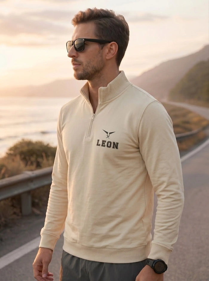 High Neck Half Zipper Sports Sweatshirt LEON