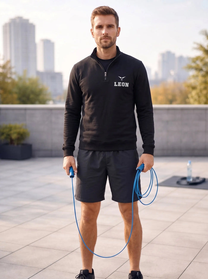 High Neck Half Zipper Sports Sweatshirt LEON