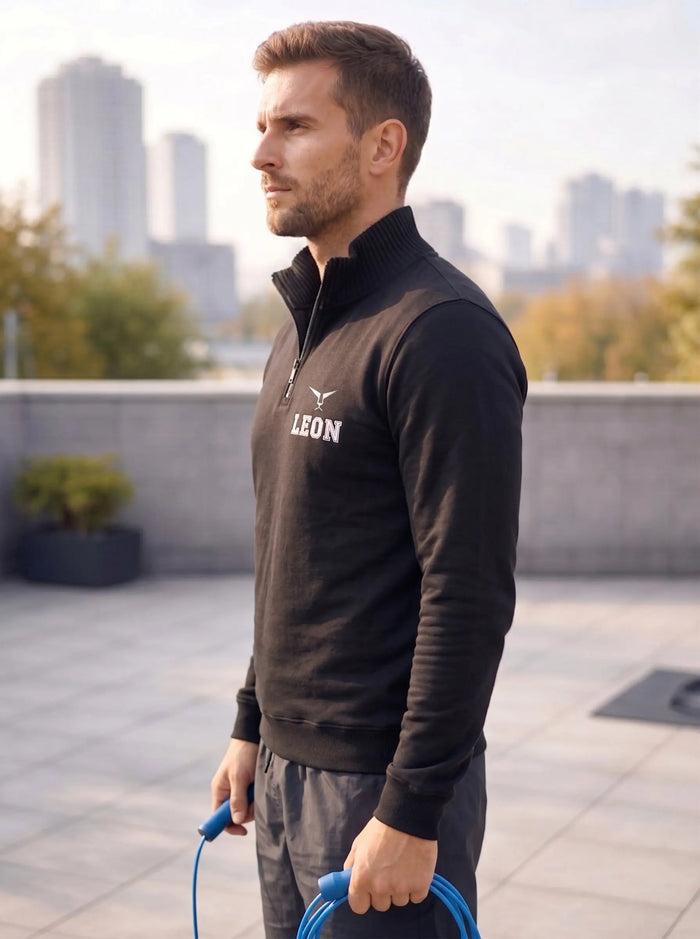 High Neck Half Zipper Sports Sweatshirt LEON