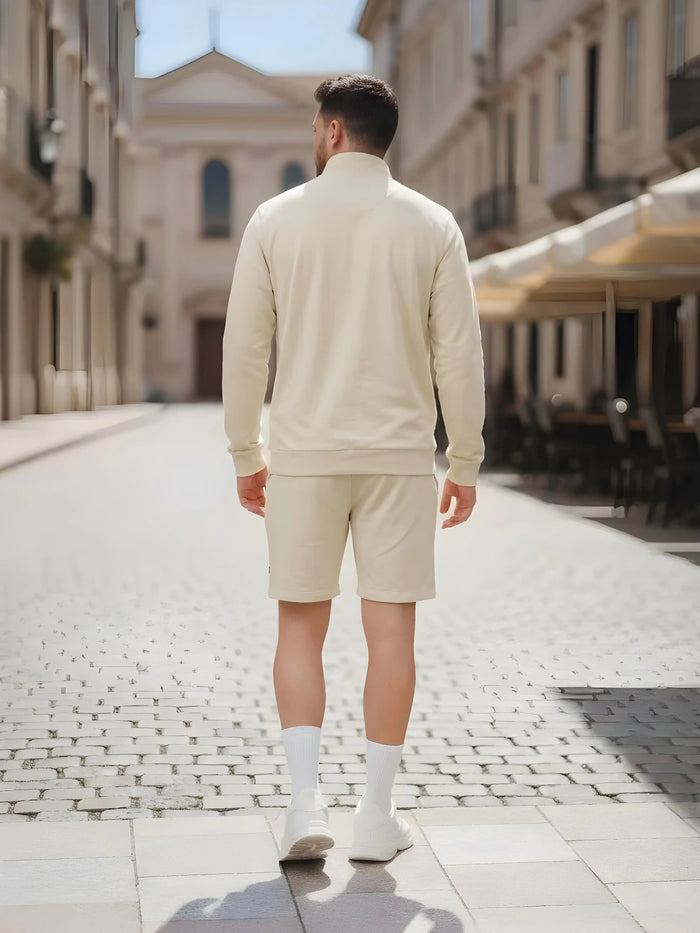 High Neck Half Zipper Sports Sweatshirt & Shorts Set Leon Clothing