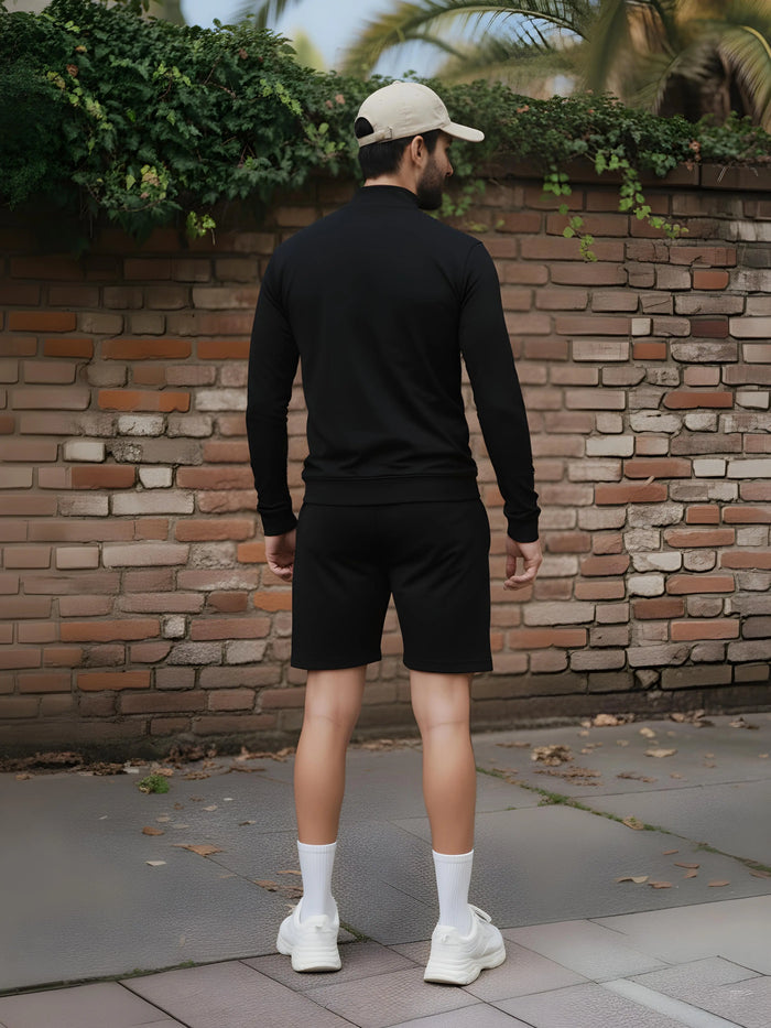 High Neck Half Zipper Sports Sweatshirt & Shorts Set Leon Clothing