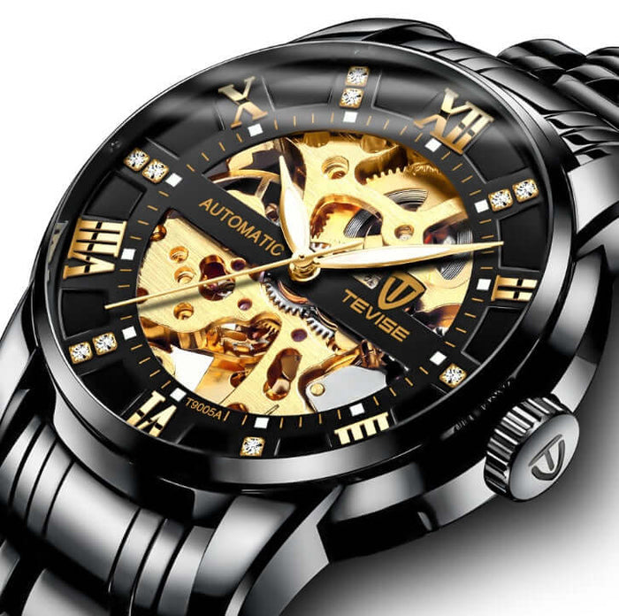 Hollow Automatic Mechanical Waterproof Watch for Men blue dial version