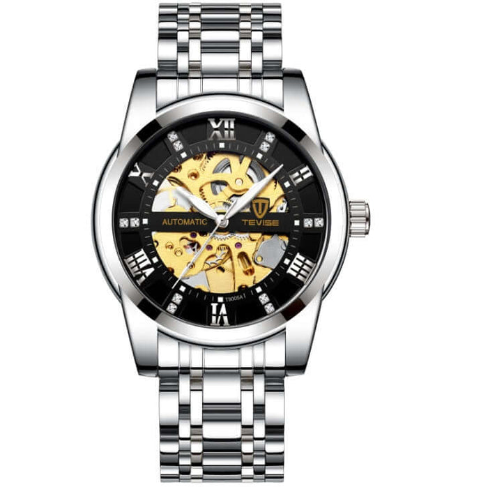 Hollow Automatic Mechanical Waterproof Watch for Men black dial version