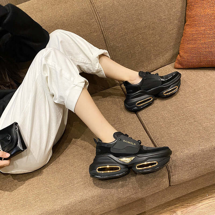Hollow Platform Sneakers gray walking shoes