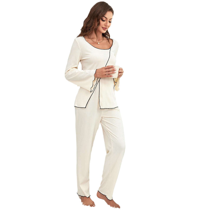 Homewear Suit Long-sleeved Pajamas For Women Set elastic home suit.