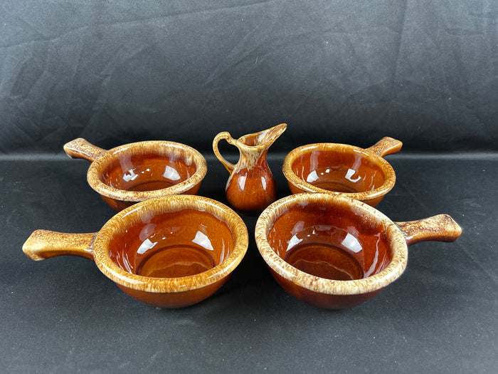 Hull's Onion Soup bowls (4) and small pitcher