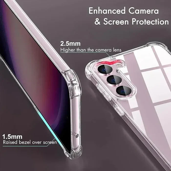 Hybrid Shockproof Clear Case for Samsung Galaxy raised camera edge