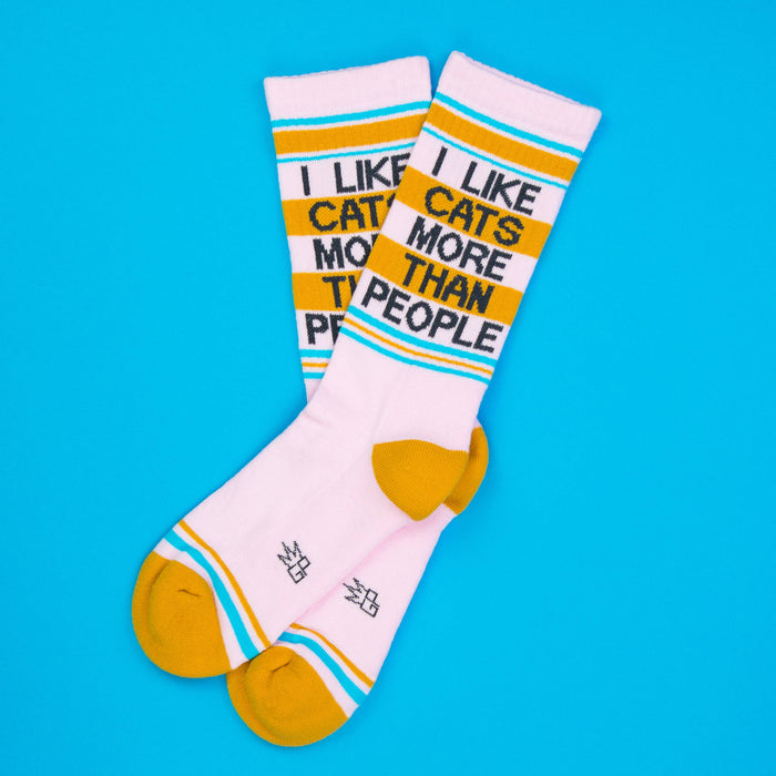 I Like Cats More Than People Gym Crew Socks - Dog.Dog.Cat.