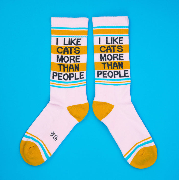 I Like Cats More Than People Gym Crew Socks - Dog.Dog.Cat.