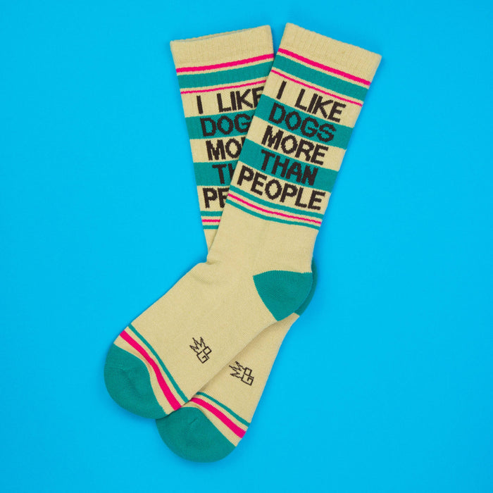 I Like Dogs More Than People Gym Crew Socks - Dog.Dog.Cat.