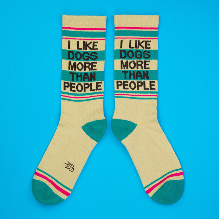 I Like Dogs More Than People Gym Crew Socks - Dog.Dog.Cat.