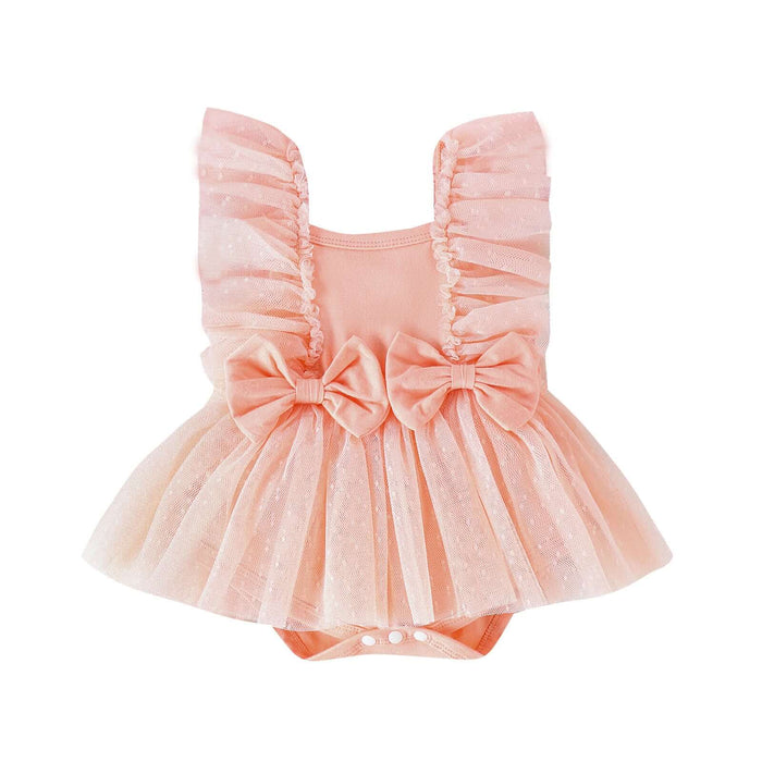 Infant Princess Net Skirt Jumpsuit Summer Dress zero-scratch sleeveless shoulder line cut emphasizing premium skin safety