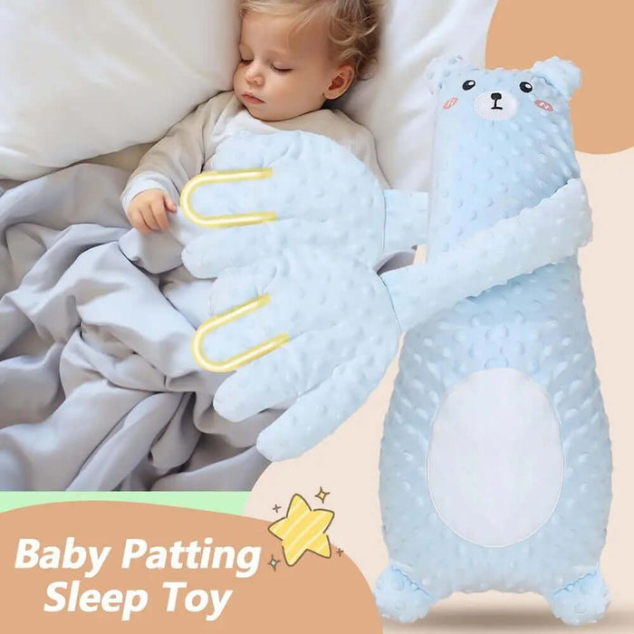 Infant Remote Controlled Cartoon Soothing Sleep Pillow with baby resting peacefully, showcasing comfort and cuteness.