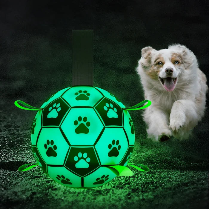 Dog Soccer Ball Toy with Tabs includes Free Pump Glow in the Dark or Standard in two sizes - Dog.Dog.Cat.