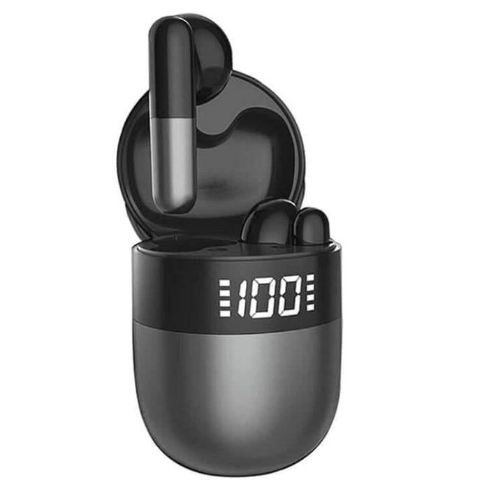 j28 tws wireless bluetooth earphones with led display front view