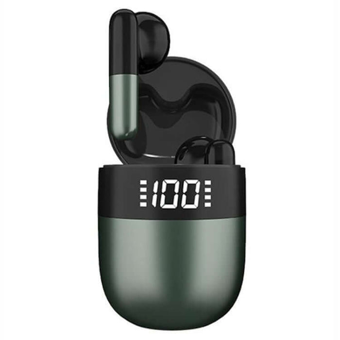 j28 tws wireless bluetooth earphones with led display side view