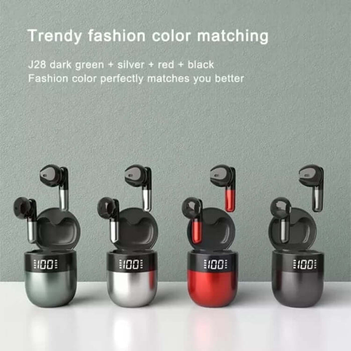 j28 tws wireless bluetooth earphones with led display compact design