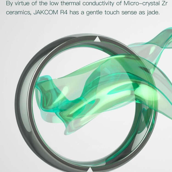 JAKCOM R4 Smart Ring Multifunctional Wearable showcasing its gentle touch and micro-crystal Zr ceramics design.