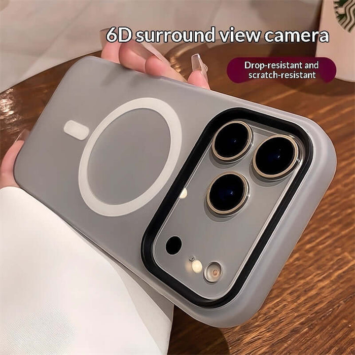 Jelly Magnetic Two-in-One Frosted Drop-Proof Phone Case showcasing 6D surround view camera and drop-resistant features.