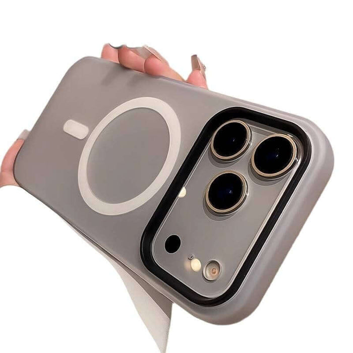 Jelly Magnetic Two-in-One Frosted Drop-Proof Phone Case in gray with magnetic feature and camera overlay.