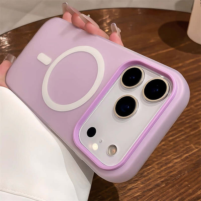 Jelly Magnetic Two-in-One Frosted Drop-Proof Phone Case in light purple with camera cutout and magnetic design.