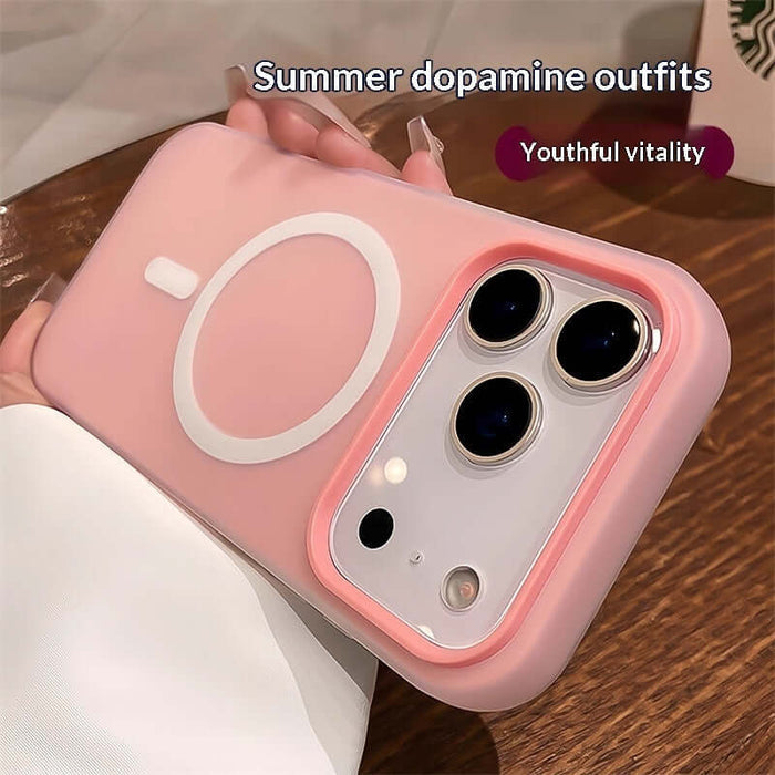 Jelly Magnetic Two-in-One Frosted Drop-Proof Phone Case in pink with camera cutout and stylish design.