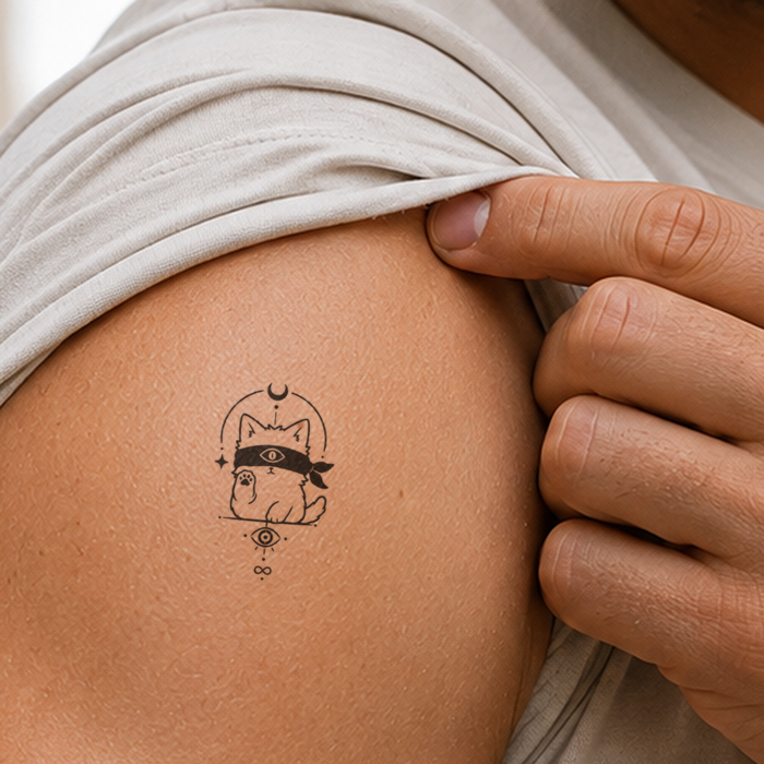 Katze mit verborgenem Blick Tattoo