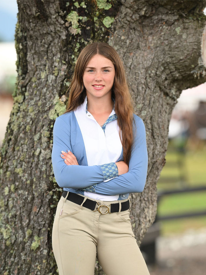 Ladies "Luna II" Blue Gallop Garden Long Sleeve Show Shirt