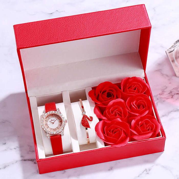Ladies Slim Leather Watch 6mm ultra thin case profile.