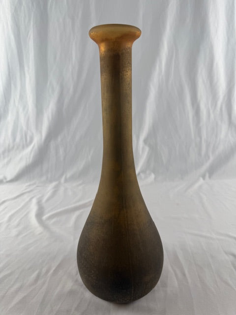 Large Orange/Brown Glass Tear Drop Vase