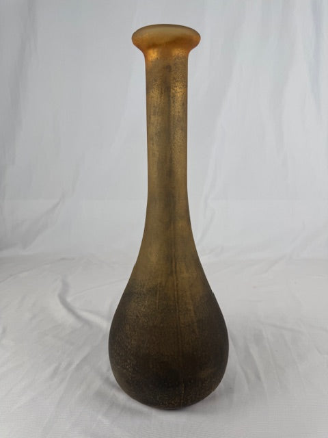 Large Orange/Brown Glass Tear Drop Vase