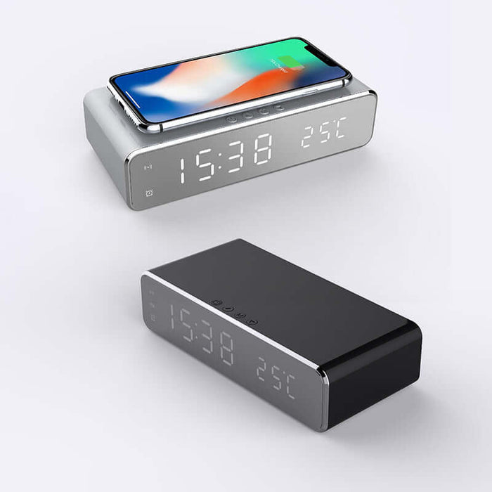 LED Digital Alarm Clock Wireless Charger Mirror mirror display design