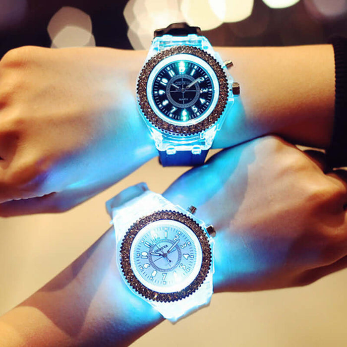 LED Luminous Watches Geneva Women Quartz Watch quartz movement model 68.