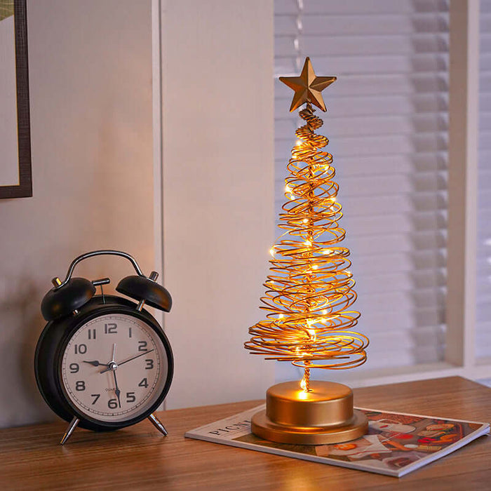 LED Spiral Christmas Tree Lamp Wrought Iron Night Light spiral design