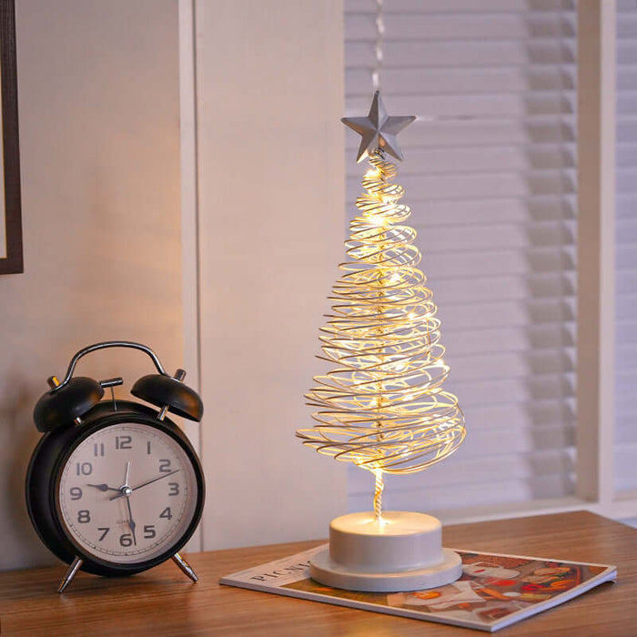 LED Spiral Christmas Tree Lamp Wrought Iron Night Light gold version
