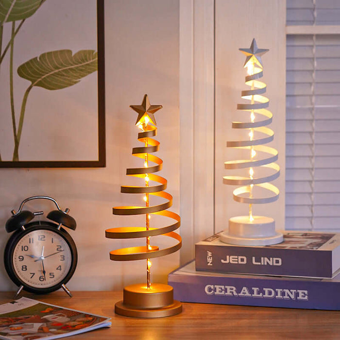 LED Spiral Christmas Tree Lamp Wrought Iron Night Light white version