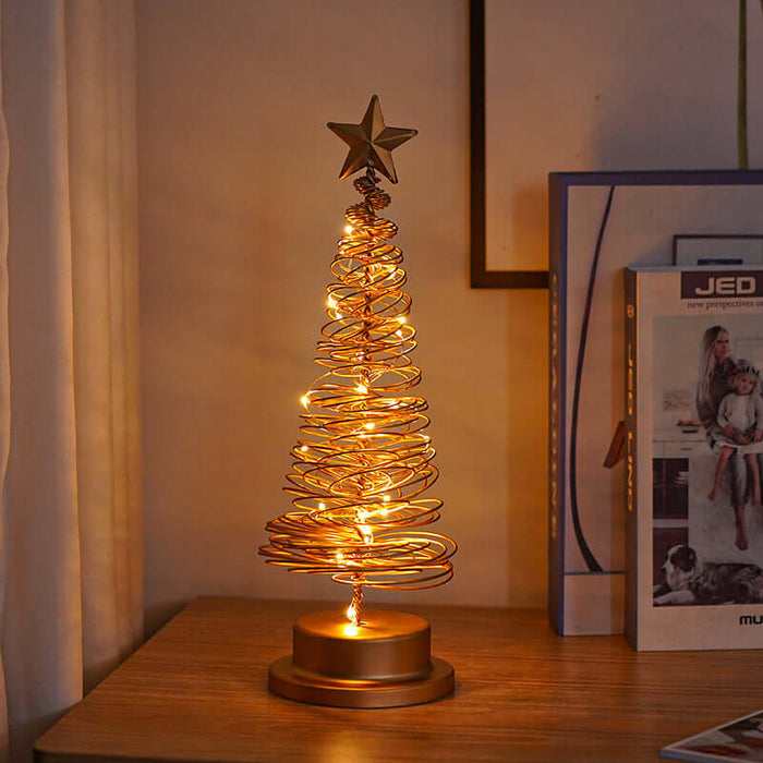 LED Spiral Christmas Tree Lamp Wrought Iron Night Light indoor decor