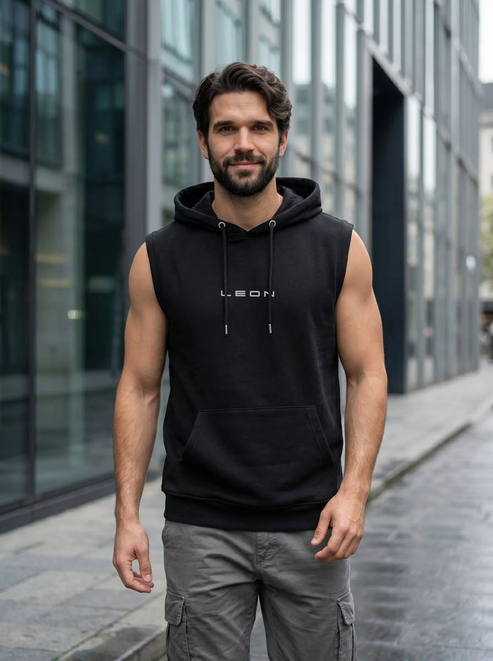 Leon Printed Sleeveless Pullover Hoodie LEON