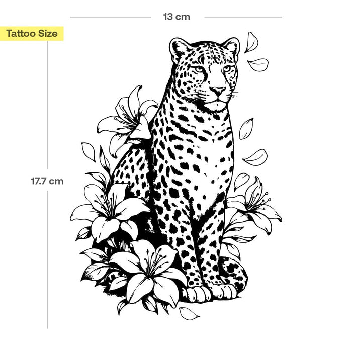 Leopard mit Lilien Tattoo