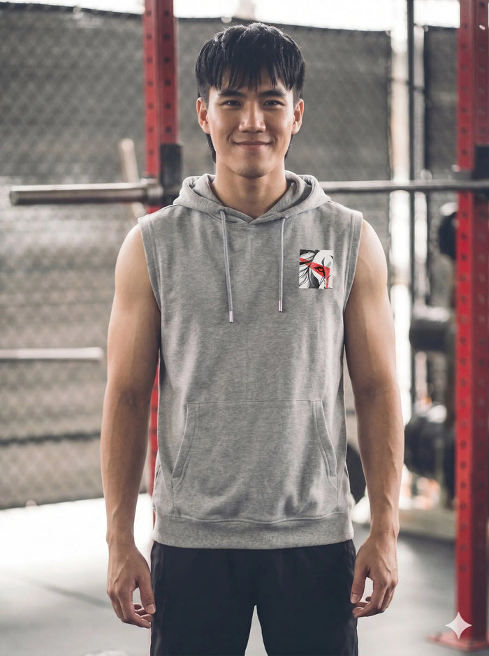 Lion Power Printed Sleeveless Pullover Hoodie LEON