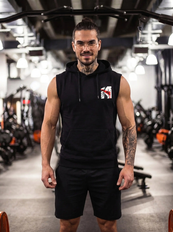 Lion Power Printed Sleeveless Pullover Hoodie LEON