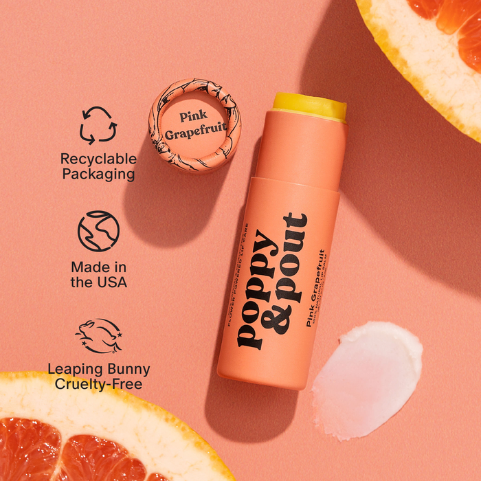 Lip Balm, Pink Grapefruit Lip Balm Poppy & Pout- Tilden Co.