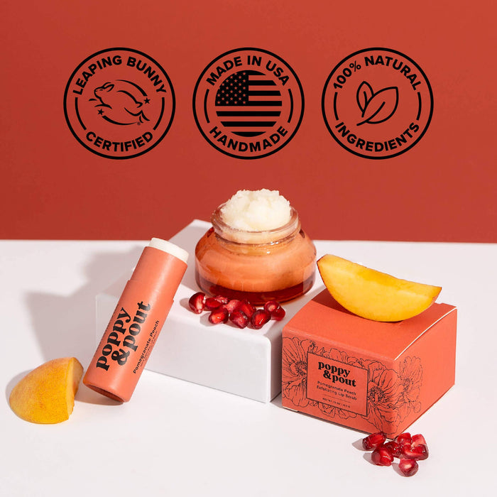 Lip Balm, Pomegranate Peach Lip Balm Poppy & Pout- Tilden Co.